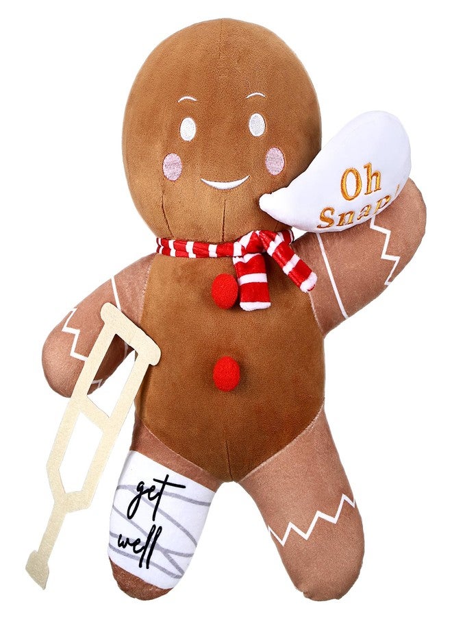 Arrowbash هدايا Arrowbash للأطفال والكبار، لعبة رجل الزنجبيل بطول 13.8 بوصة، دمية رجل الزنجبيل المحشوة مع عصا للمشي، هدية مثالية لمن يعانون من كسر في الساق. - Image 1